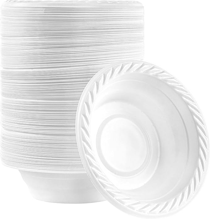 PLASTICPRO 5 ounce Round Plastic Dessert Bowls Microwaveable 200 Count