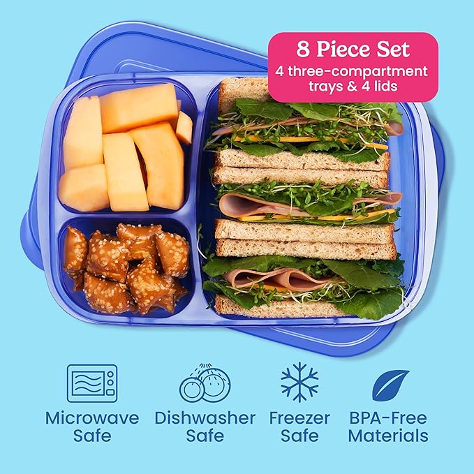 Bentgo Reusable, BPA-Free, Microwave, Dishwasher & Freezer-Safe, Custom-Fit Lids, Lightweight (Jewel Brights)