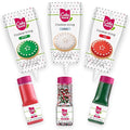 Cake Mate Christmas Cookie Decorating Kit – Red & Green Decorating Sugar (2.25 oz), White, Red & Green Cookie Icing Pouches (7 oz), Jingle Mix Non Pareil (2.1 oz) – Holiday, Cake, Cupcake & Dessert
