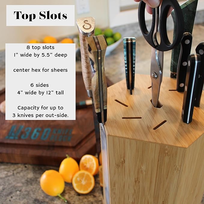360KnifeBlock® MAX (black) ROTATING Magnetic Knife Block