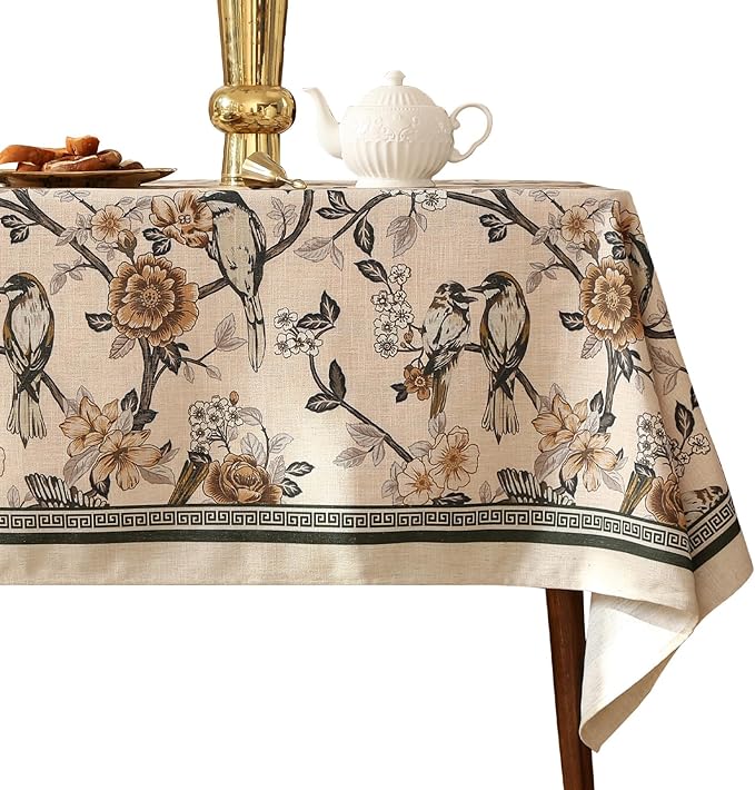 ISAENNE Designer Vintage Linen Tablecloth Rectangular,71"x55"-Murad A