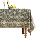 ISAENNE Designer Linen Green Rectangular Tablecloth,87"x55"-Andrew A