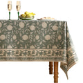 ISAENNE Designer Linen Green Square Tablecloth,67"x67"-Andrew A