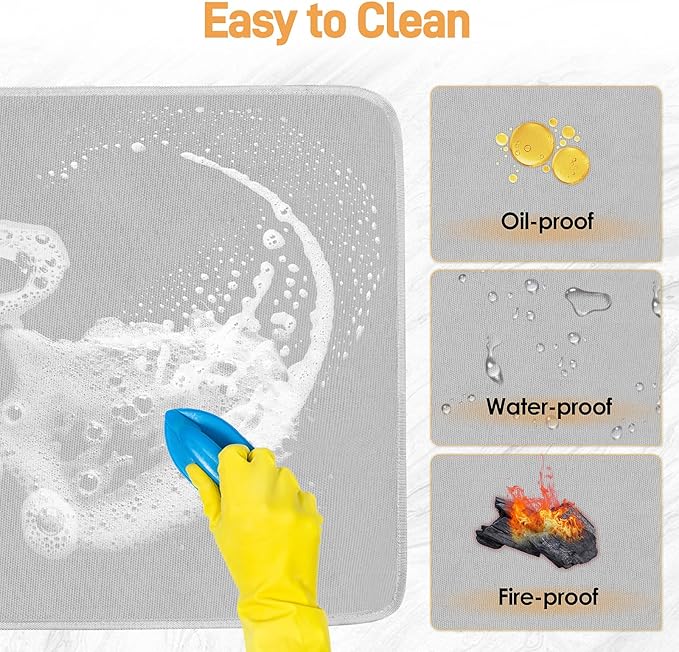 Amerbro 2 PCS Heat Resistant Mats for Countertop Air Fryer, 24x16in, Grey