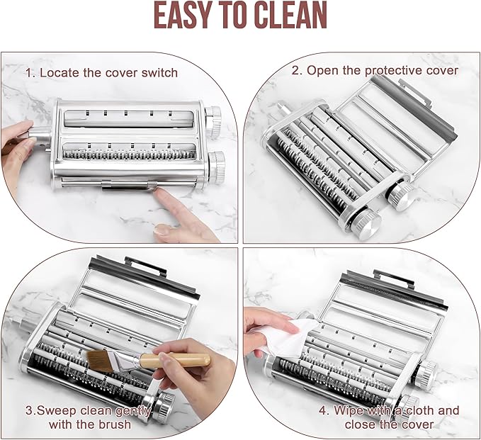 Pasta Maker Attachment for KitchenAid Mixer, 3-in-1 Metal Roller & Cutter