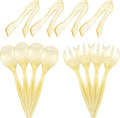 Supernal 72pcs Gold Glitter Plastic Serving Utensils Set for Party &Buffet