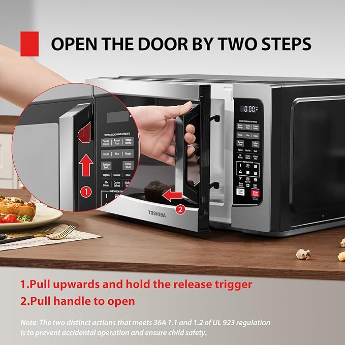 TOSHIBA Countertop Microwave Oven, 1.2 Cu.Ft, 1000W, Stainless Steel