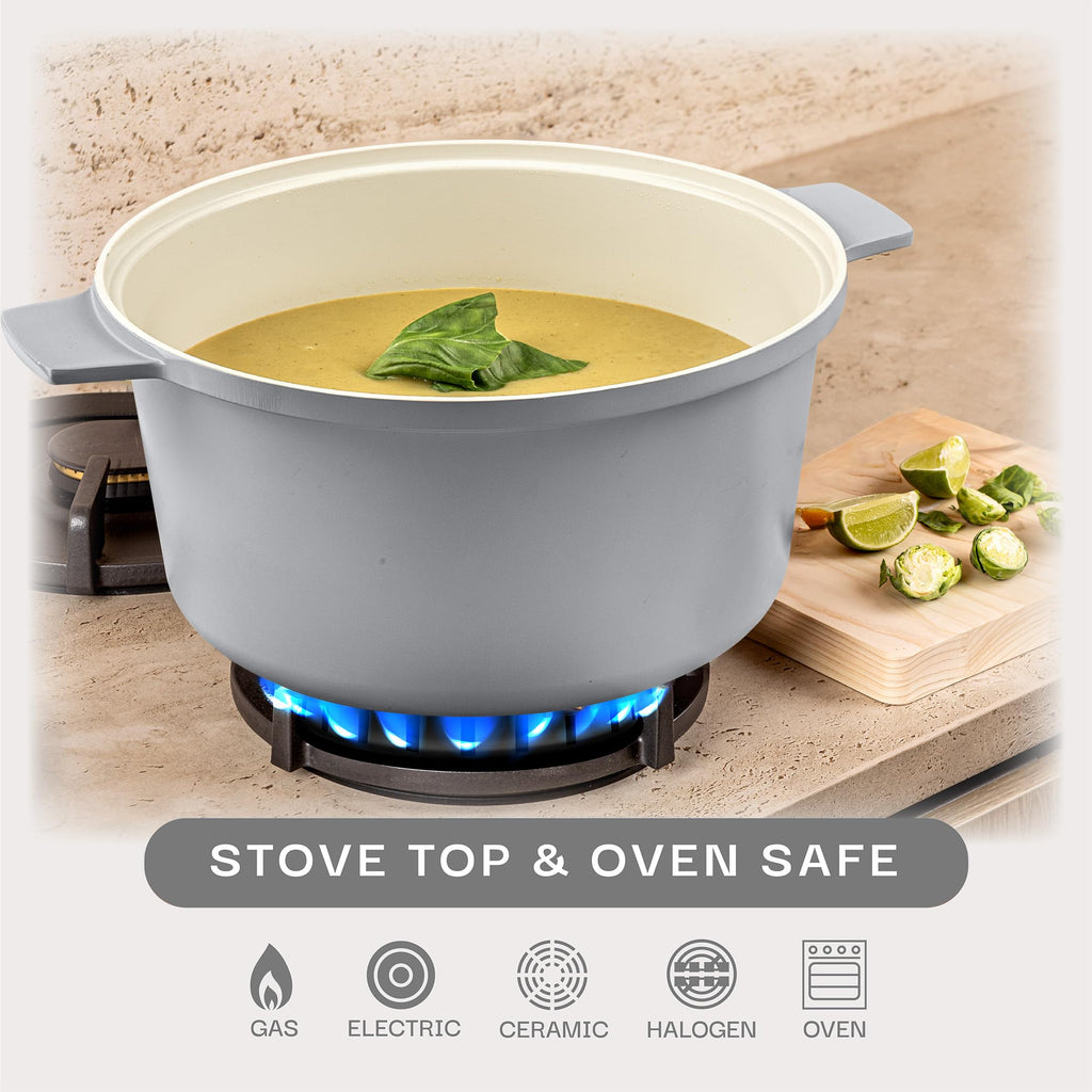 GOTHAM STEEL 5 Qt Dutch Oven Pot with Lid, Ceramic Nonstick, Gray