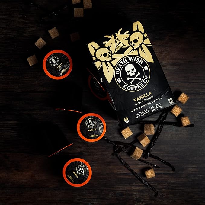 Death Wish Coffee Vanilla Single Serve Coffee Pods, Fair Trade, 10 Count