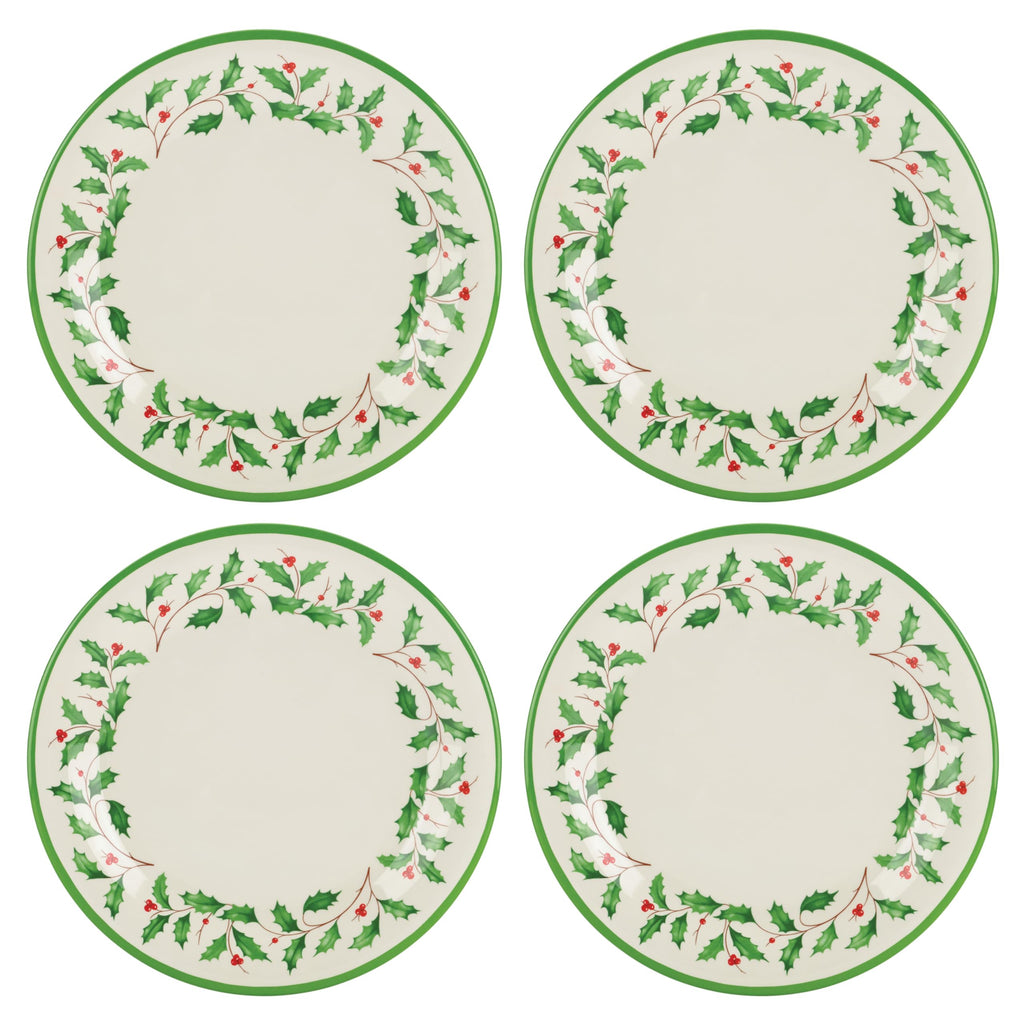 Lenox Holiday Melamine Christmas Dinner Plate Set for 4