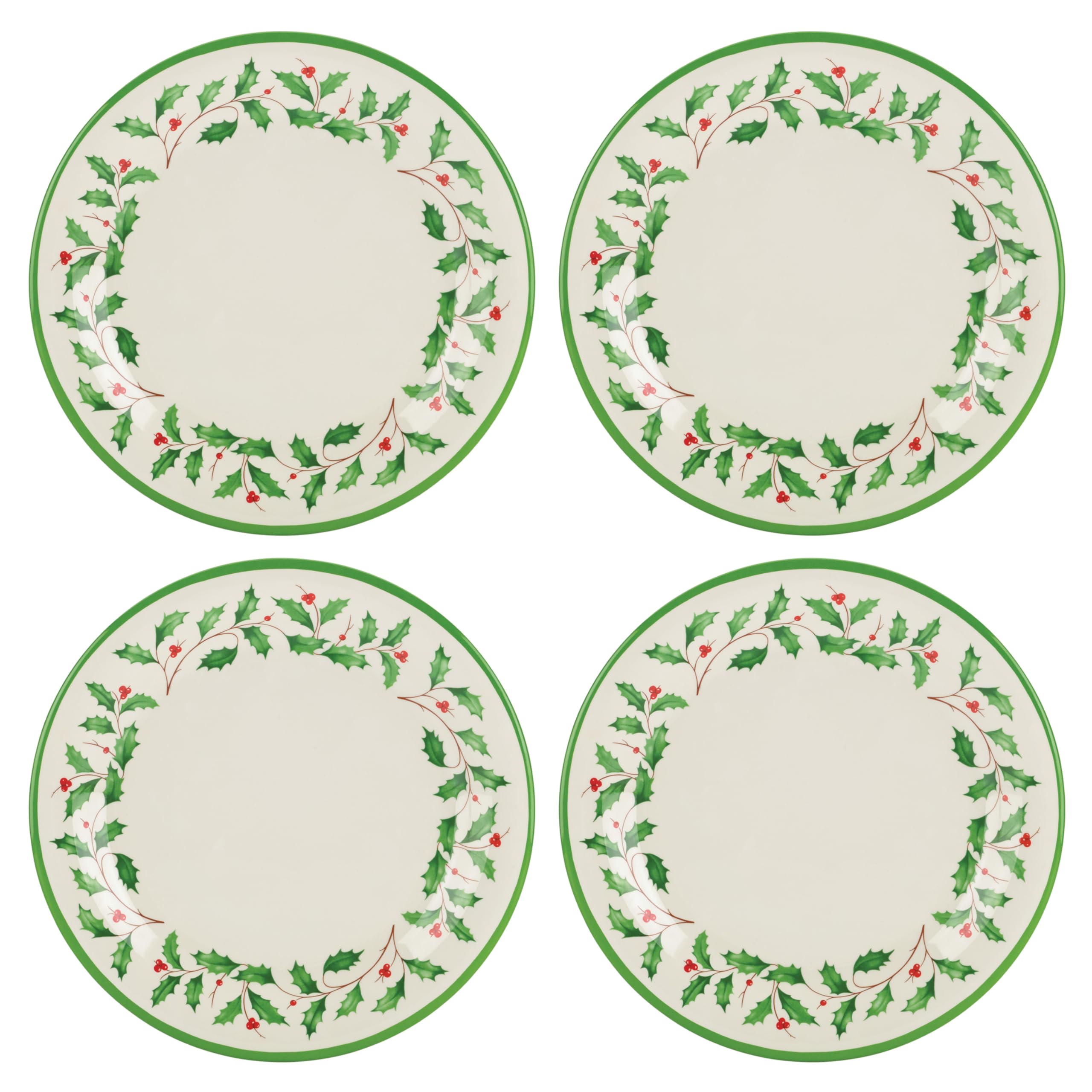Lenox Holiday Melamine Christmas Dinner Plate Set for 4