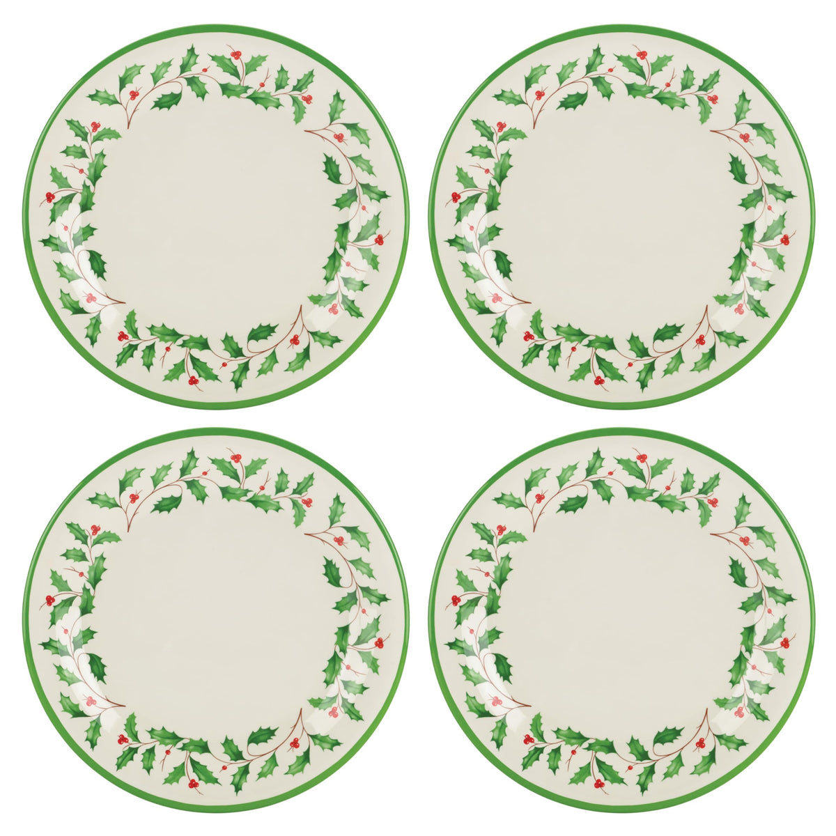Lenox Holiday Melamine Christmas Dinner Plate Set for 4