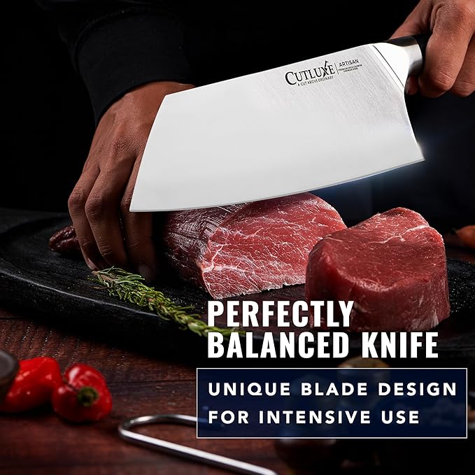 Cutluxe Meat Cleaver Knife, 7" Heavy Cleaver Butcher Knife – German Steel