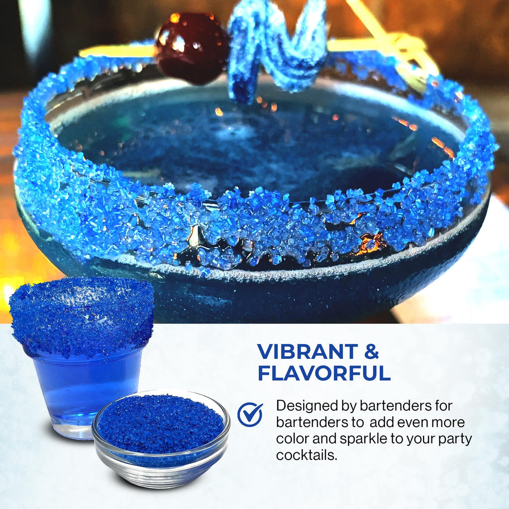 Snowy River Royal Blue, Cocktail & Margarita Sugar Rimmer - Vibrant Color Glass Rimming Sugar with Medium Crystal Texture - 16oz
