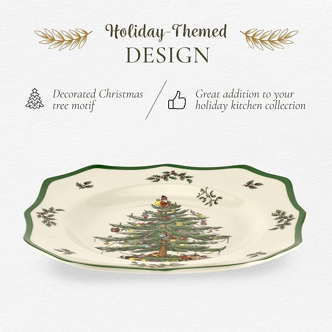 Spode – Christmas Tree – Christmas Tree Scalloped Salad Plate - Set of 4