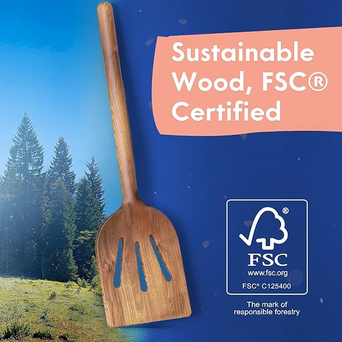 Non-Toxic Acacia Wooden Utensils Set, 6-Piece, Glue and Mineral Oil Free
