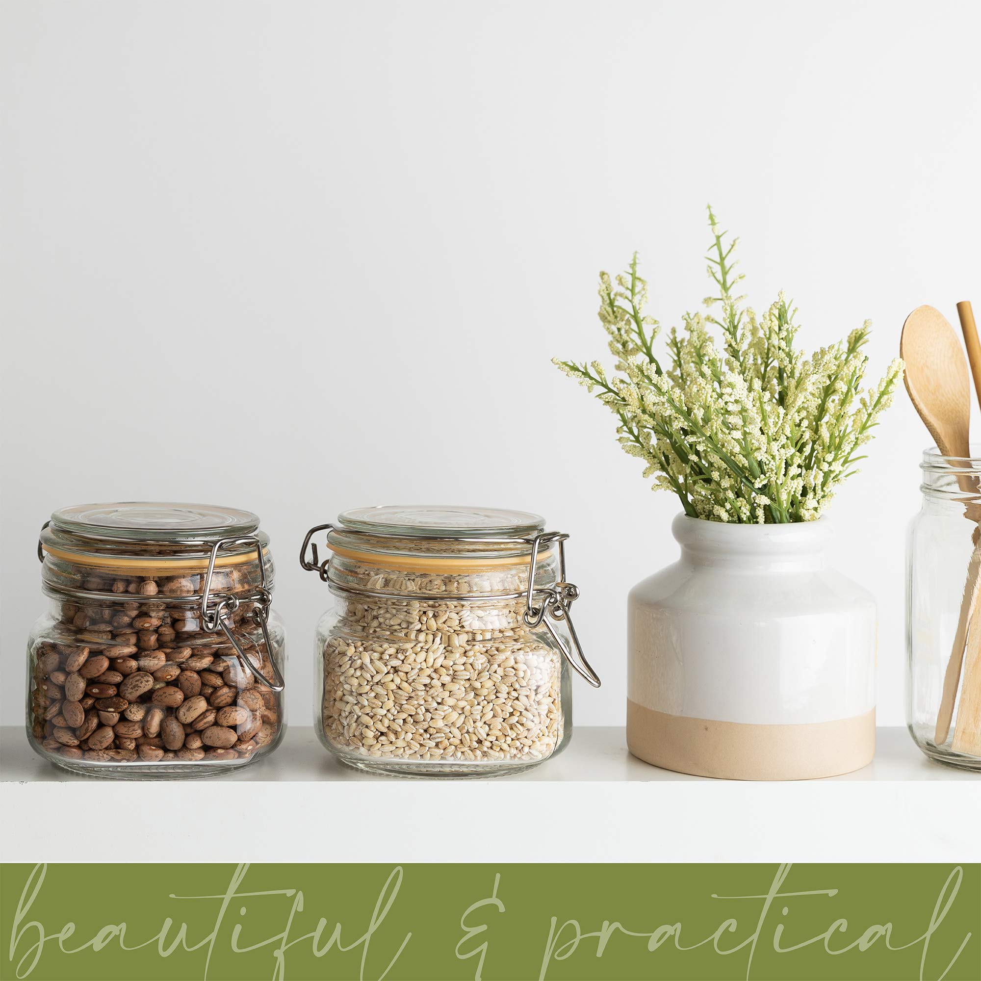 Galashield Glass Jars with Airtight Lids 16 oz [Set of 2]