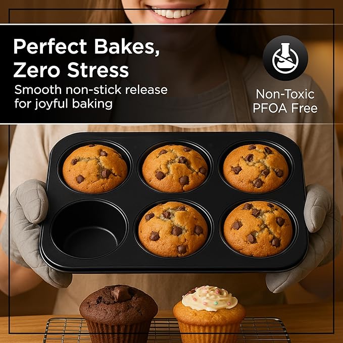 Wrenbury Jumbo Muffin Pan 4" Cup - Nonstick XL Deep Muffin Pan for Baking