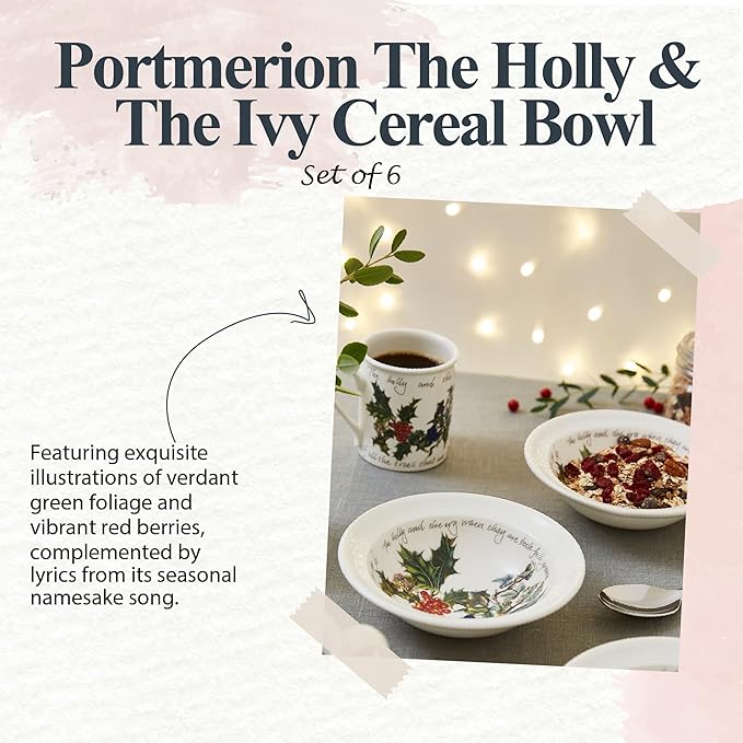 Portmeirion The Holly & The Ivy Cereal Bowls - Set of 6