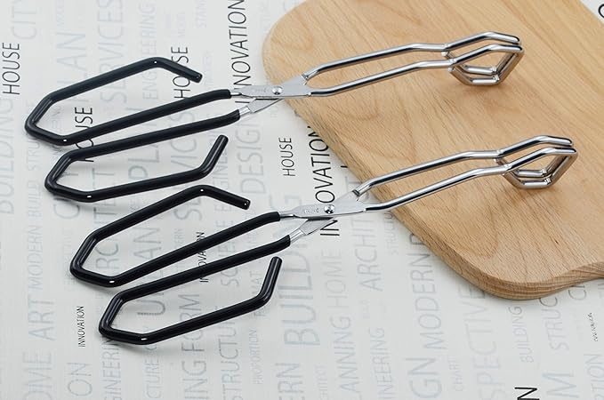 HINMAY Kitchen Scissor Tongs 11" Stainless Steel Cooking Tongs, Set of 2