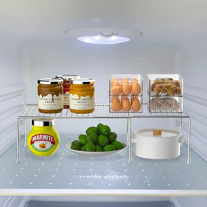 GEDLIRE Kitchen Cabinet Expandable Shelf Organizers Set of 6, Adjustable Metal Wire Pantry Storage Shelves, Plate Dish Organizer Rack for Cabinets, Cupboard, Counter, Freezer, Countertop, Chrome