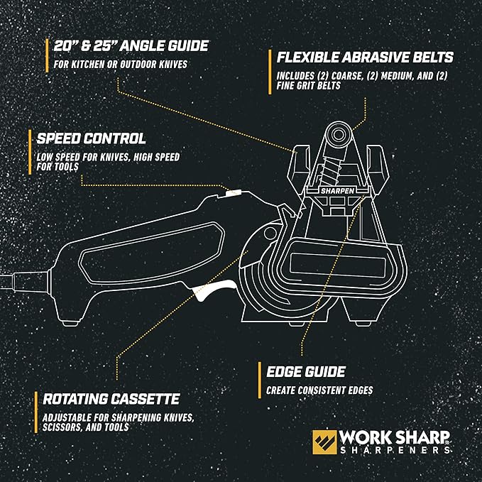 Work Sharp MK2 Electric Knife Sharpener – Adjustable 2-Speed Knife Sharpening System for Kitchen Knives, Pocket Knives, Scissors, Axes & Garden Tools