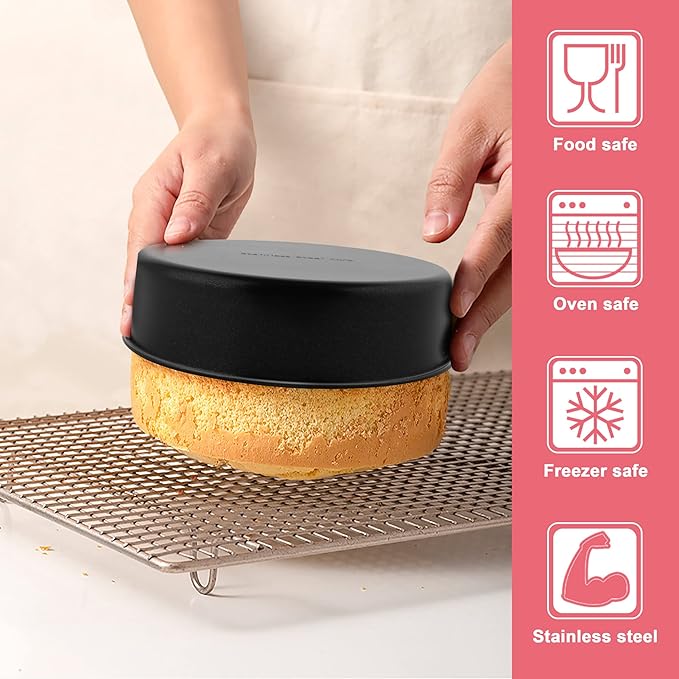 E-far 6 Inch Cake Pans, 3PCS Nonstick Small Cake Pans with Parchment Paper