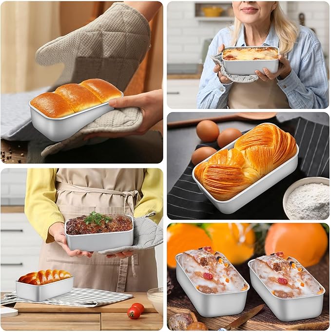 LIANYU 6.3 x 3.5 In Stainless Steel Mini Loaf Pan for Baking Bread, 8 Pack