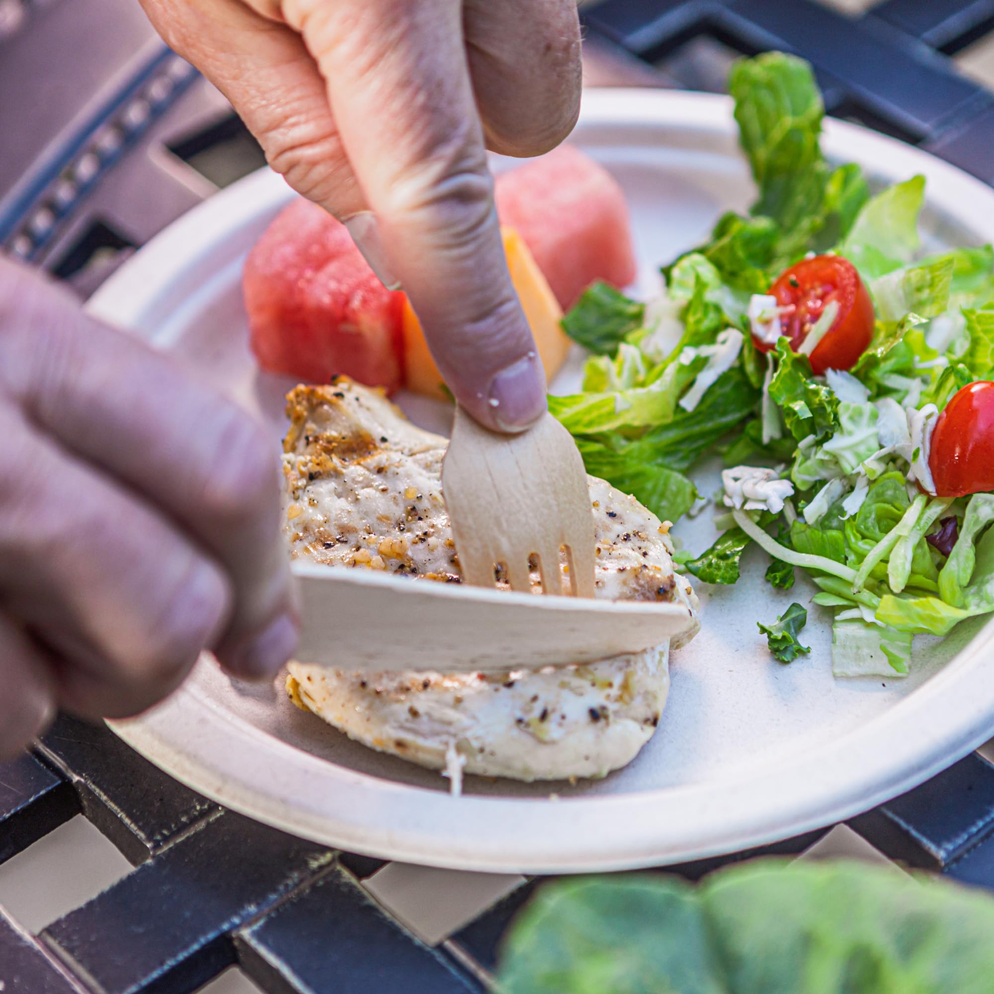 WOODABLE Disposable & Backyard Compostable Wrapped Wooden Cutlery Set, Eco-Friendly, Sustainable, Organic, Biodegradable, Vegan-Friendly, 50 packs with knife, fork, spoon and napkin, 150 Utensils.