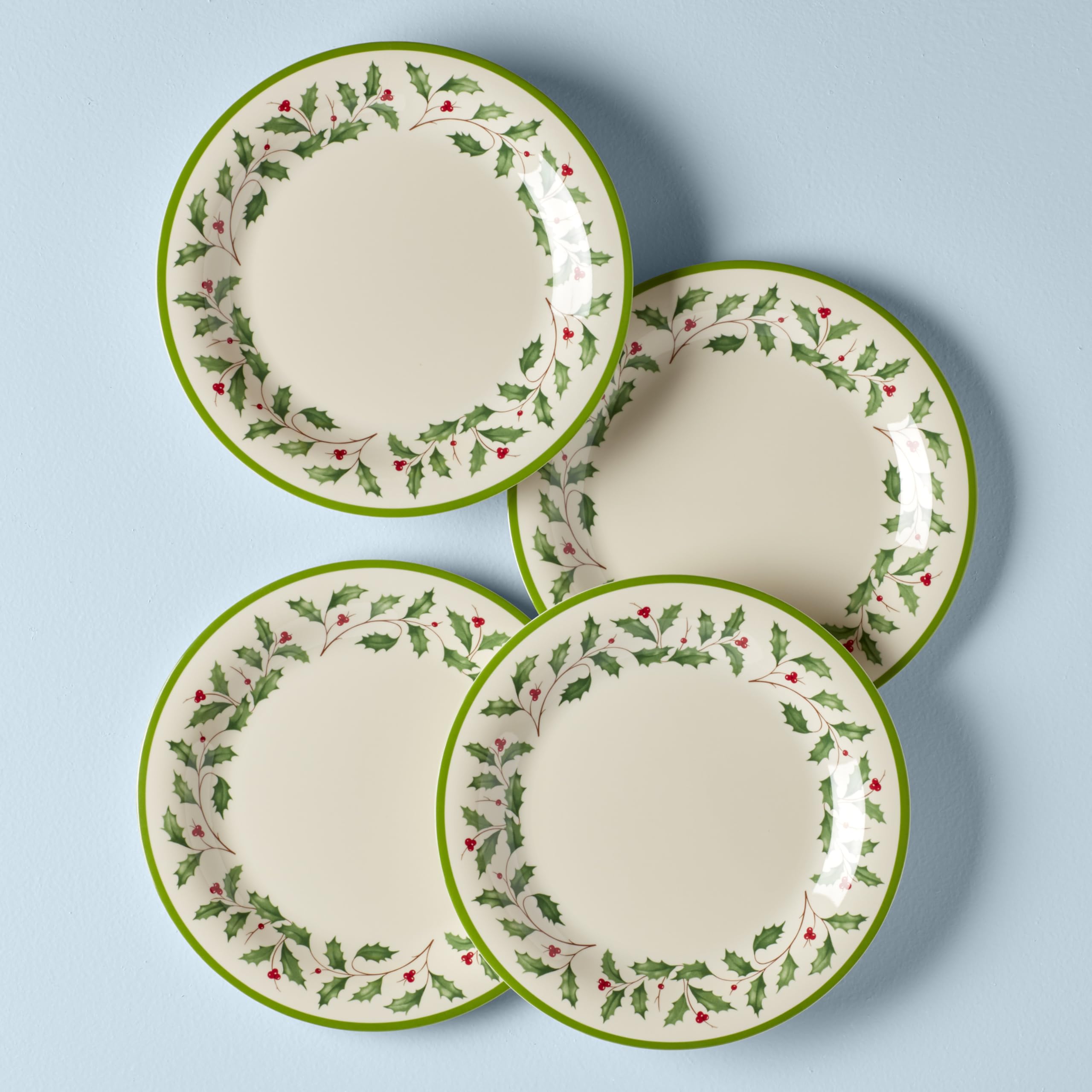 Lenox Holiday Melamine Christmas Dinner Plate Set for 4