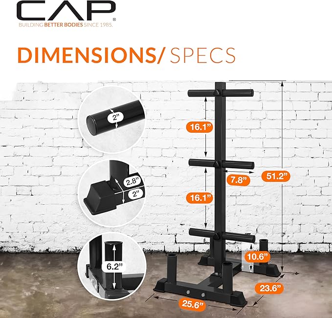 CAP 260lb Competition Olympic Bumper Plate Set with Storage Rack