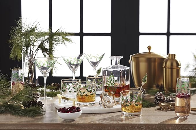 Lenox Holiday 5-Piece Whiskey Christmas Decanter and Glass Set