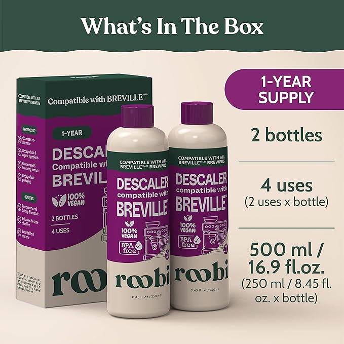 Roobi Breville Compatible Descaling Solution, 2 Pack