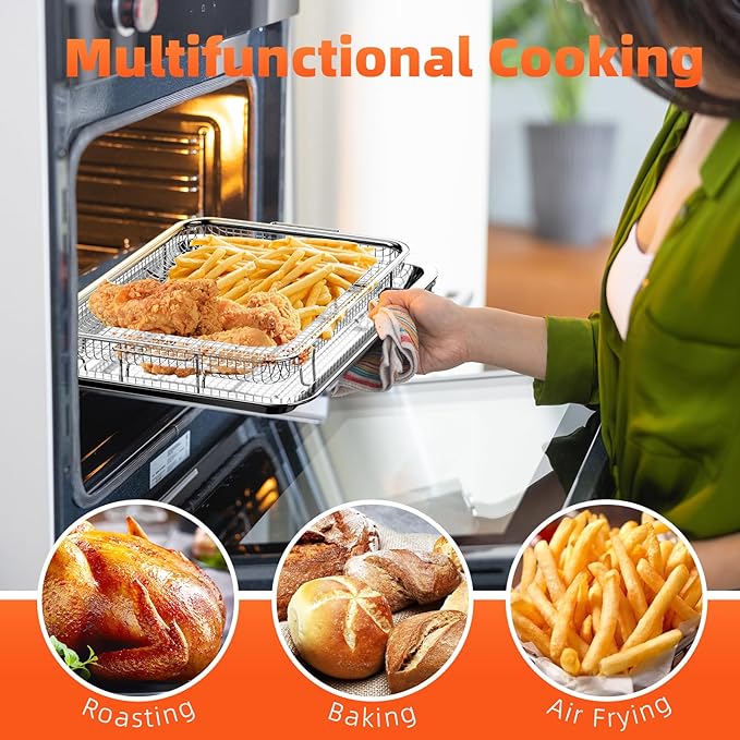 Air Fryer Basket for Oven,Oven Air Fryer Basket and Tray with Cooking Guide