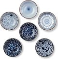 Eisinly 6 Pack Dipping Bowls,3 OZ Small Ceramic Soy Sauce Dish,Vintage Blue