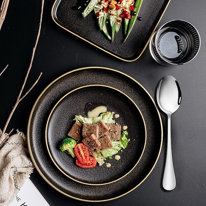 SANTUO 8-Piece Stainless Steel Dinner Spoons, 18/10 Food-Grade Table Spoons,Mirror Polished & Dishwasher Safe, Heavy Duty Metal Spoons for Home, Kitchen, or Restaurant, Rust-Proof & BPA-Free