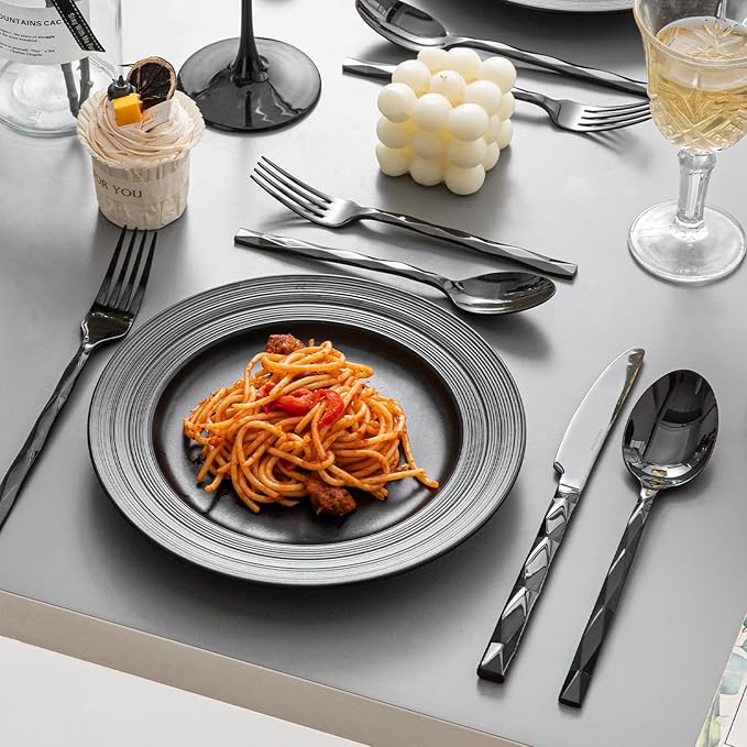 60 Piece 18/10 Black Silverware Set,Stainless Steel Flatware Cutlery for 12