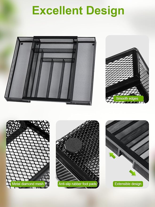 Sedegn Silverware Organizer Metal Mesh, Large Drawer Organizer