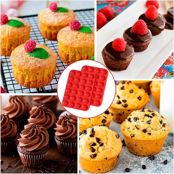 KINYFY 2 Pcs Muffin Pan Silicone Molds, Cupcake Pan Silicone Molds, Non-Stick Baking Molds for Making Muffin, Cakes, Cupcake, Tart, Chocolate