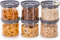 THE HAZEL PANTRY Glass Canisters with Airtight Lids Set of 6 (17.5 oz) - Borosilicate Glass Jars for Overnight Oats, Meal Prep & Pantry Storage, Stackable, BPA-Free, Dishwasher Safe Kitchen Containers