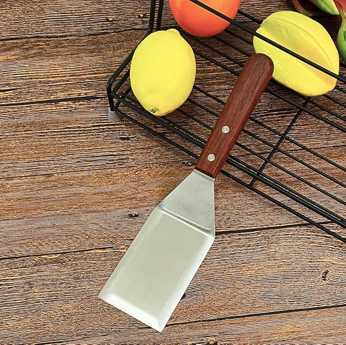 KLAQQED Metal Spatula for Cast Iron Skillet Grill Stainless Steel Spatula for Burger, Fish Turner Griddle Spatula, Spachulas Egg Flipper, Flat Top Metal Spatula for Cooking BBQ