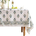 ISAENNE Designer French Linen Rectangular Tablecloth,110"x63"-Mosella F