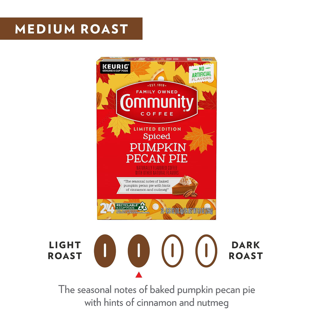 Community Coffee Spiced Pumpkin Pecan Pie Flavored Keurig Coffee Pods, 60 Count, Limited Edition, Medium Roast, 10 count (Pack of 6)