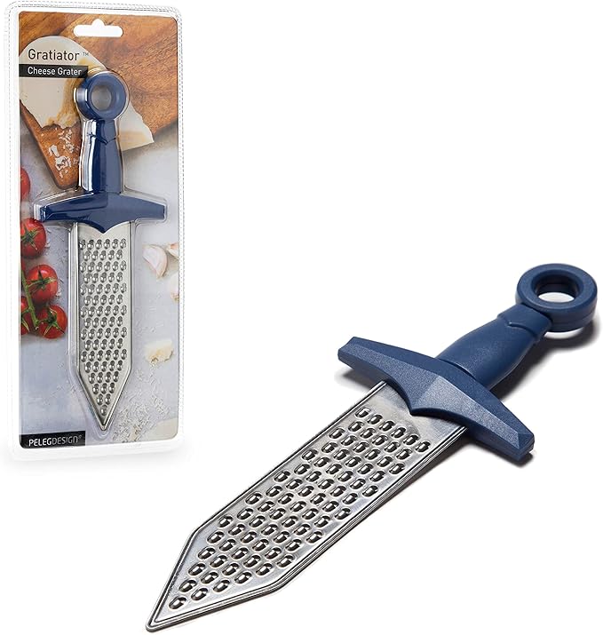 PELEG DESIGN Handheld Cheese Grater | Mini Cheese Grater Durable Rust-Proof Metal Sword-Shaped, For Cheese, Chocolate, Spices and More, Cute Kitchen Gift & Funny Kitchen Gadget (Gratiator)
