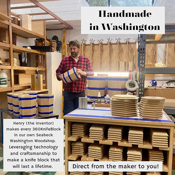 360KnifeBlock® - The 360KB™ (bamboo) ROTATING Magnetic Knife Block