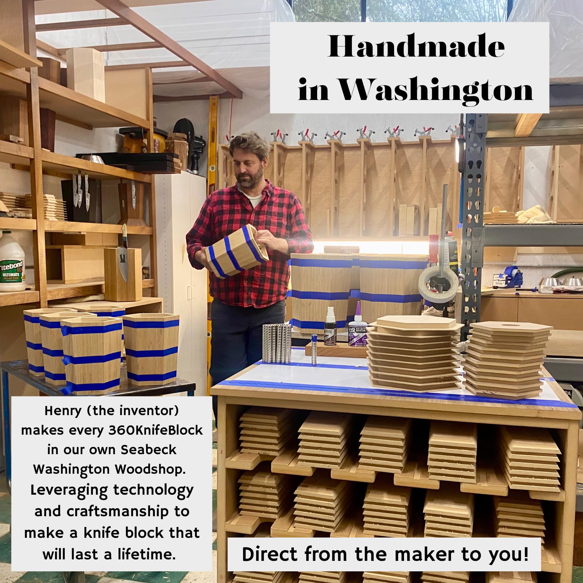 360KnifeBlock® - The 360KB™ (bamboo) ROTATING Magnetic Knife Block