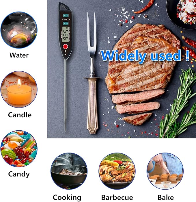 BOMATA Digital Water Thermometer for Liquid, Cooking, IPX7 Waterproof