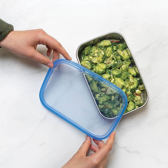 U-Konserve 45oz Stainless Steel Food Container Bento Box Clear Silicone Lid