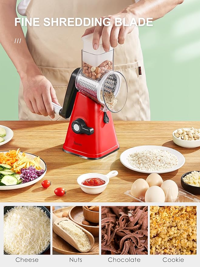 Rotary Cheese Grater with Handle, Reemix Vegetable Cheese