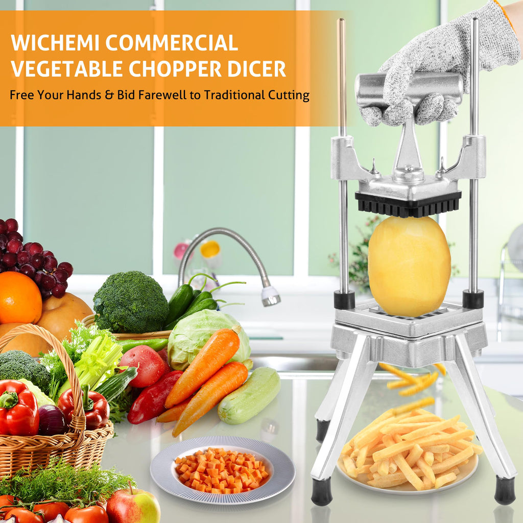 WICHEMI Commercial Vegetable Chopper Fruit Dicer Manual Food Cutter 3/8"